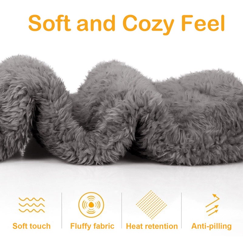 Wanheart Over Knee Lightweight Fuzzy Socks, Plush Slipper Stockings, Cozy Leg Warmers for Men & Women â€“ Open Toe Design for Home & Sleep (Cream) - Image 3