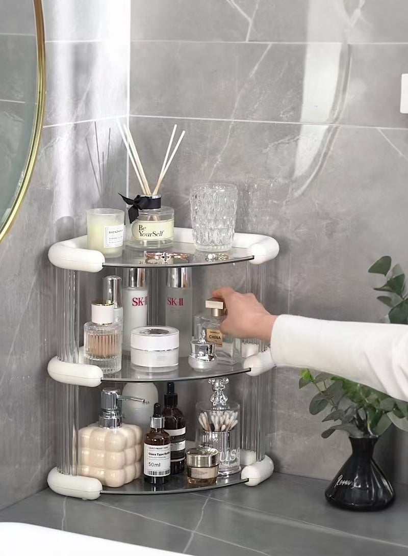 XiuWoo 3-Tier Skincare Organizer Makeup Organizer Cosmetics Organizer and Storage Perfume Display Stand for Dresser Organizer Countertop 3 Tier Black Bathroom Skincare Organizers Makeup Storage Cosmetic Organizer - Image 1