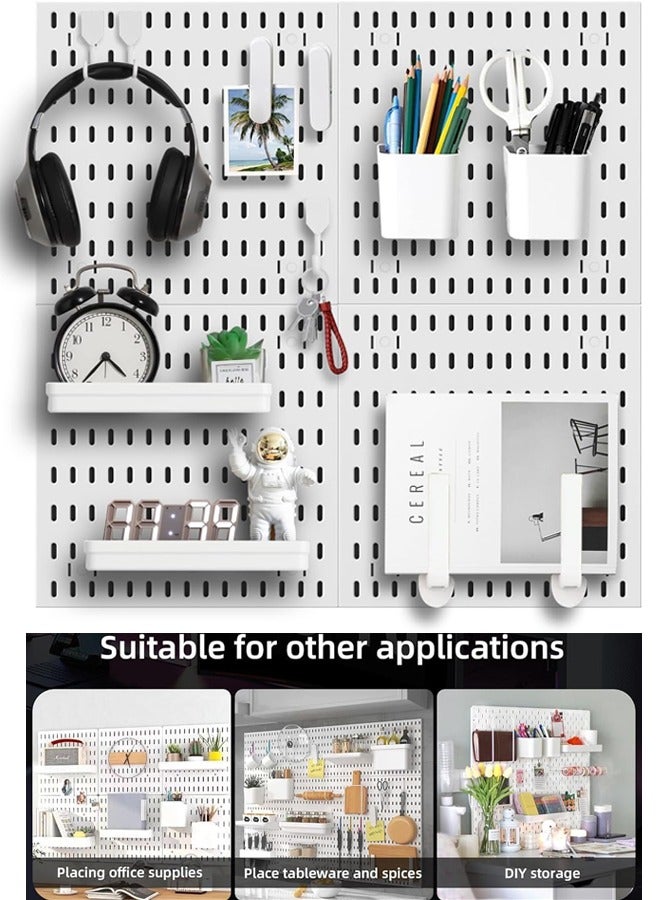 VUCATIN 4Pcs Pegboard Wall Organizer (11"*16") for Wall Garage Utility Tools Pegboard Storage System for Workbench Shop Shed Modular Peg Board Organizer Board Kit for Pegboard Hooks (White)  - Image 1