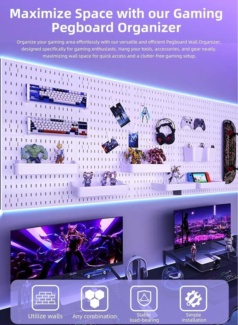 VUCATIN 4Pcs Pegboard Wall Organizer (11"*16") for Wall Garage Utility Tools Pegboard Storage System for Workbench Shop Shed Modular Peg Board Organizer Board Kit for Pegboard Hooks (White)  - Image 3