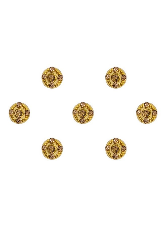 Comet Busters Beautiful Golden Bridal Round Bindi With Stone Work (9mm) (BIN1663) - Image 1