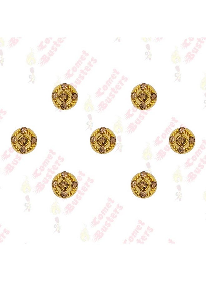Comet Busters Beautiful Golden Bridal Round Bindi With Stone Work (9mm) (BIN1663) - Image 4