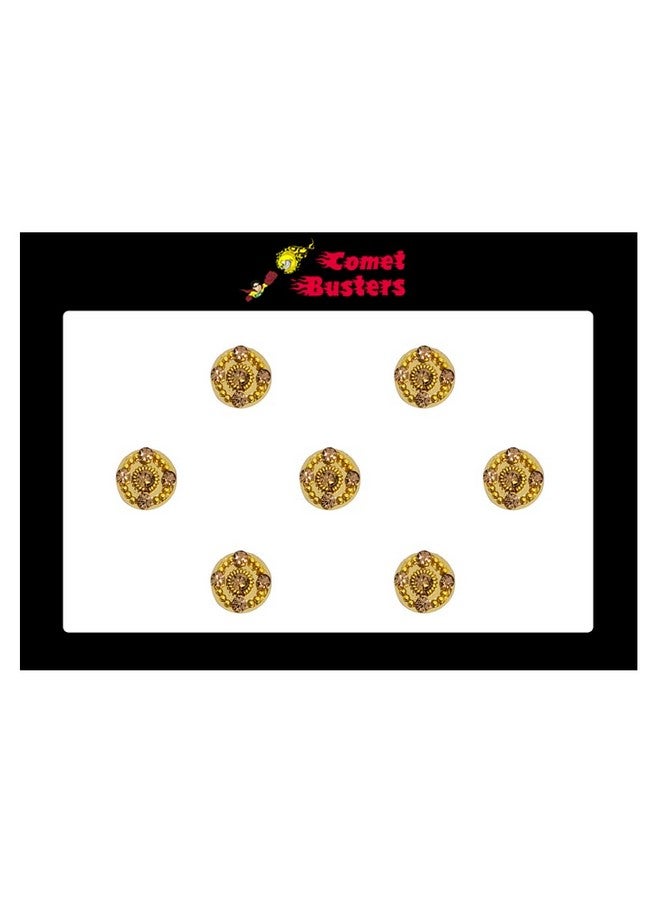 Comet Busters Beautiful Golden Bridal Round Bindi With Stone Work (9mm) (BIN1663) - Image 3