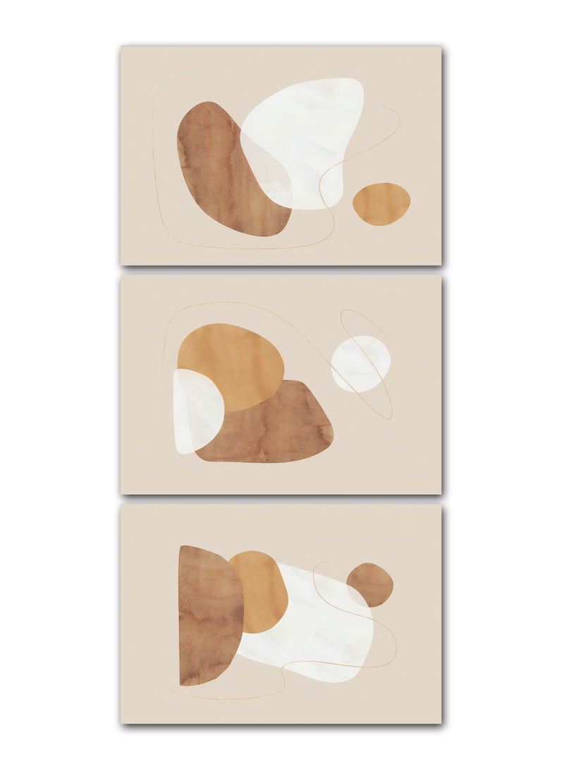 ماركتنا طقم من ثلاث لوحات كانفس على إطار خشبي بتصميم تجريدي - Image 2