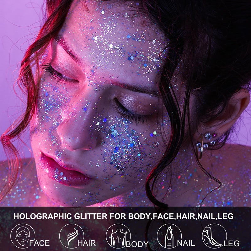 LATIBELL Glow in The Dark Body Face Glitter Gel for Women, 12 Colors Glitter Gel Makeup Chunky Fine Glitter, UV Black Light Accessories for Body/Face/Hair/Eyeshadow, Carnival Party(Not Loose Glitter) - Image 3