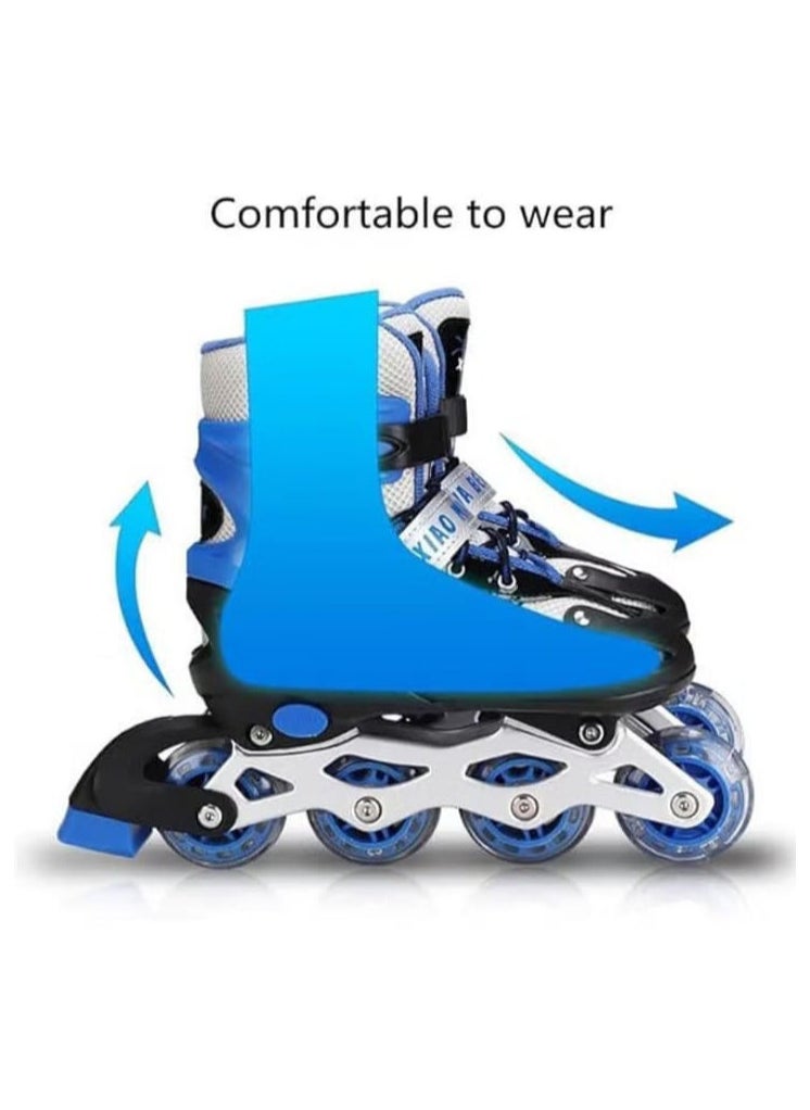 Generic - Adjustable LED Lighted Single Row 4 Wheel Skate Shoes Size 35-38 - Image 1