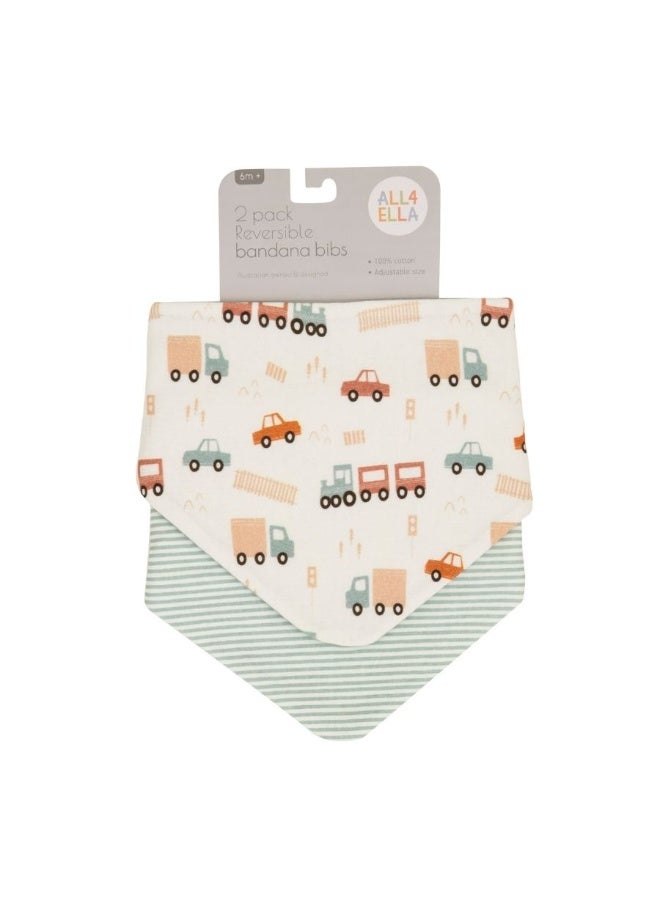 All4Ella Bandana Bibs 2 Pack - Blue Trucks - Image 3