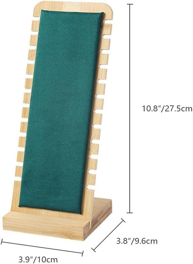 Arah Preuiem Wood Necklace Organizer Showcase Necklace Display Stand Jewelry Display Holder (Green) - Image 2