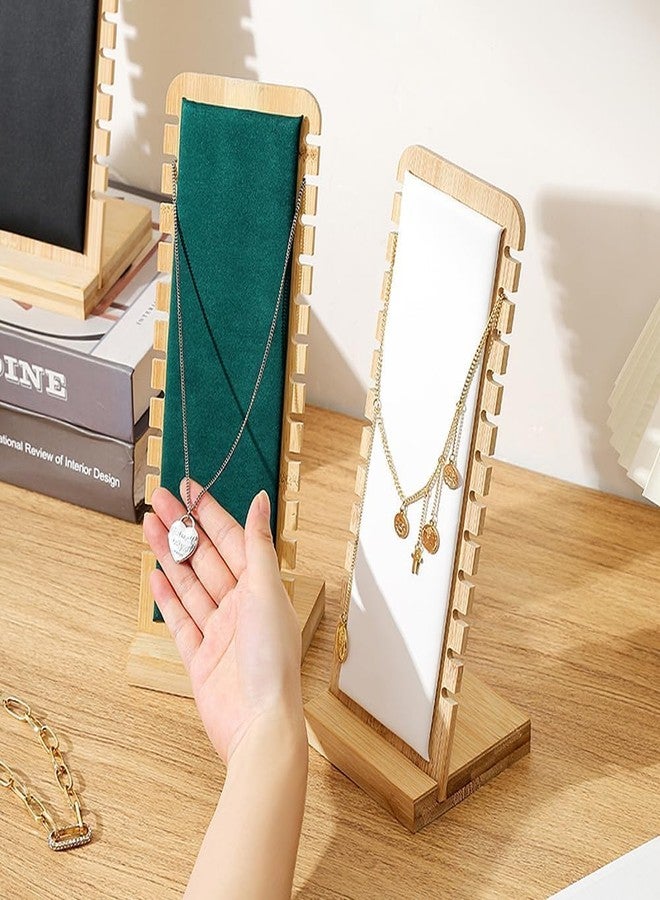 Arah Preuiem Wood Necklace Organizer Showcase Necklace Display Stand Jewelry Display Holder (Green) - Image 4