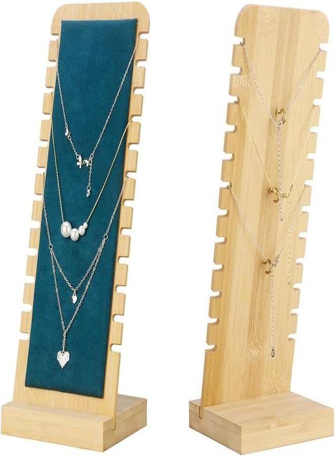 Arah Preuiem Wood Necklace Organizer Showcase Necklace Display Stand Jewelry Display Holder (Green) - Image 1