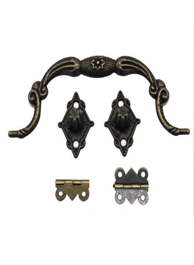 NIANNIAN Vintage Bronze Tone Alloy Antique Lock Latch Hasp Hinges Handle Box Corner Protectors Kit for DIY Jewelry Box 2 Sets 24Pcs - Image 4