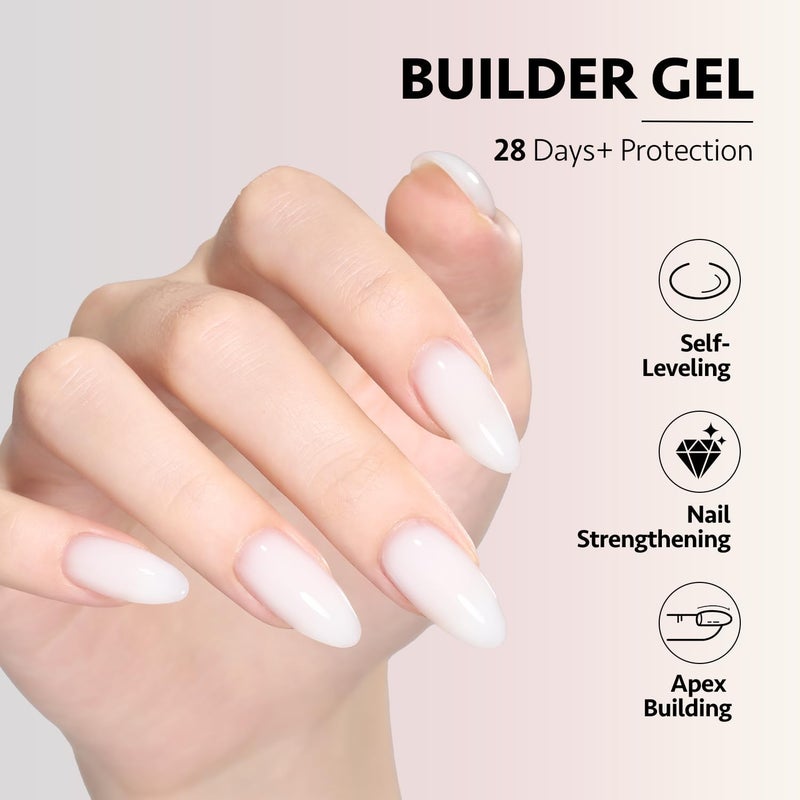 Processed natural substance GAOY - 6 Colors Builder Gel Nail Builder Gel Set, Nude Pink and Milky White Jelly Nail Strengthener Soak Off Nail Extension Wide range expanded design - Image 3