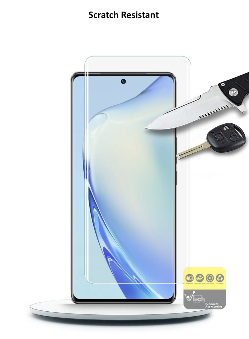 Wtech Vivo V27 / V29 Lite 5G 2023 Premium Curved Edges UV Full Glue Full Cover Tempered Glass Screen Protector (MSGUCN) - Clear/Black - Image 4