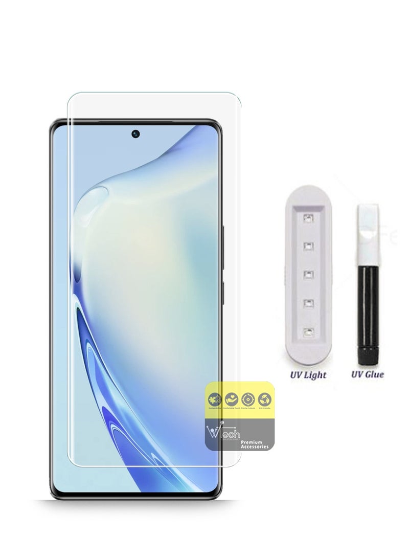 Wtech Vivo V27 / V29 Lite 5G 2023 Premium Curved Edges UV Full Glue Full Cover Tempered Glass Screen Protector (MSGUCN) - Clear/Black - Image 5