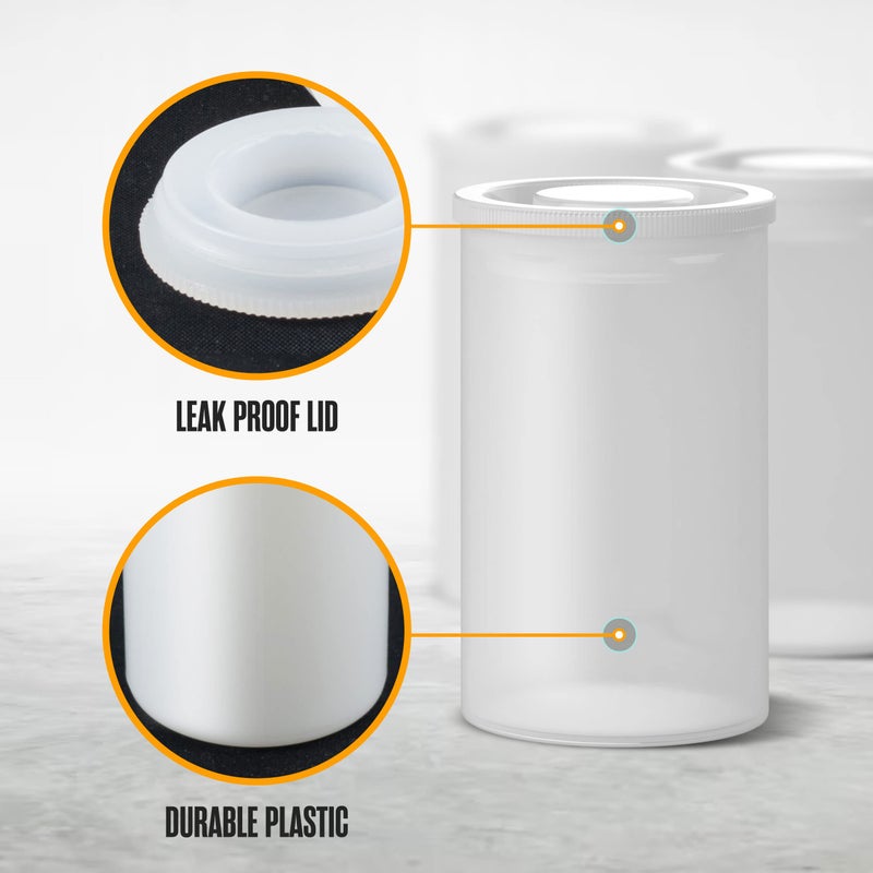 Houseables Film Canisters with Caps, Film Canisters, 35mm Case, Containers with Lids, Cannister for Rockets, Empty Camera Reel Holder, Coin Storage, White, Plastic, Bottle, 8oz, 2"Hx1"W, 60 Pack, Bulk - Image 4