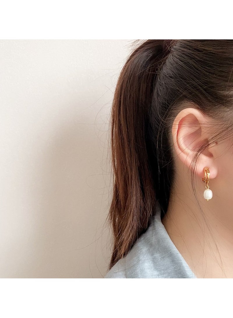 Hanaa 925 Sterling Silver Imitation Pearl Dangle Studs Earrings For Women and Girls - Image 2