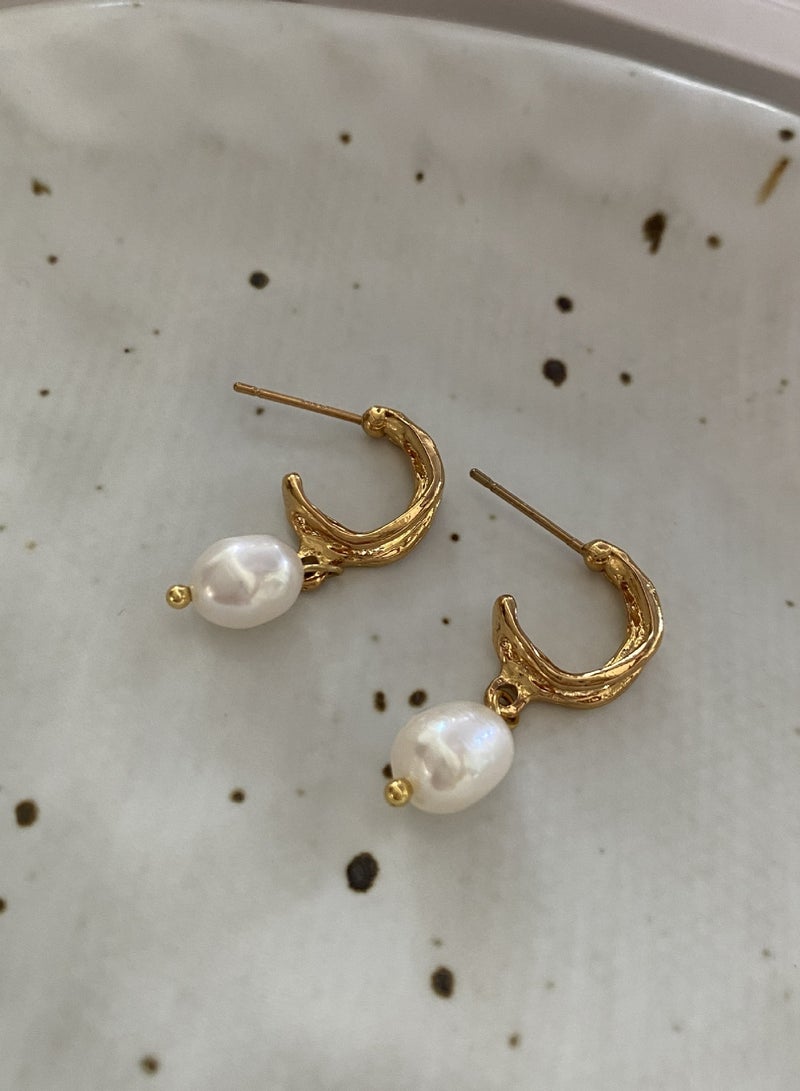 Hanaa 925 Sterling Silver Imitation Pearl Dangle Studs Earrings For Women and Girls - Image 1