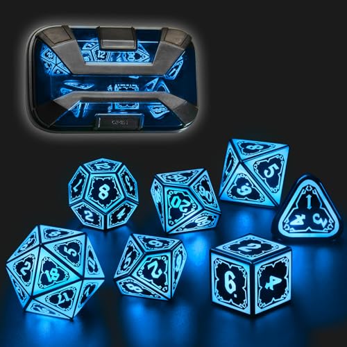 FONVGOGO Light up DND Dice Set RechargeableCool LED D and D Dice 7pcs with Charging Box Polyhedral Dungeons and Dragons RPG Dice Set for Role Playing Table Game Astral Shard Blue - Image 1