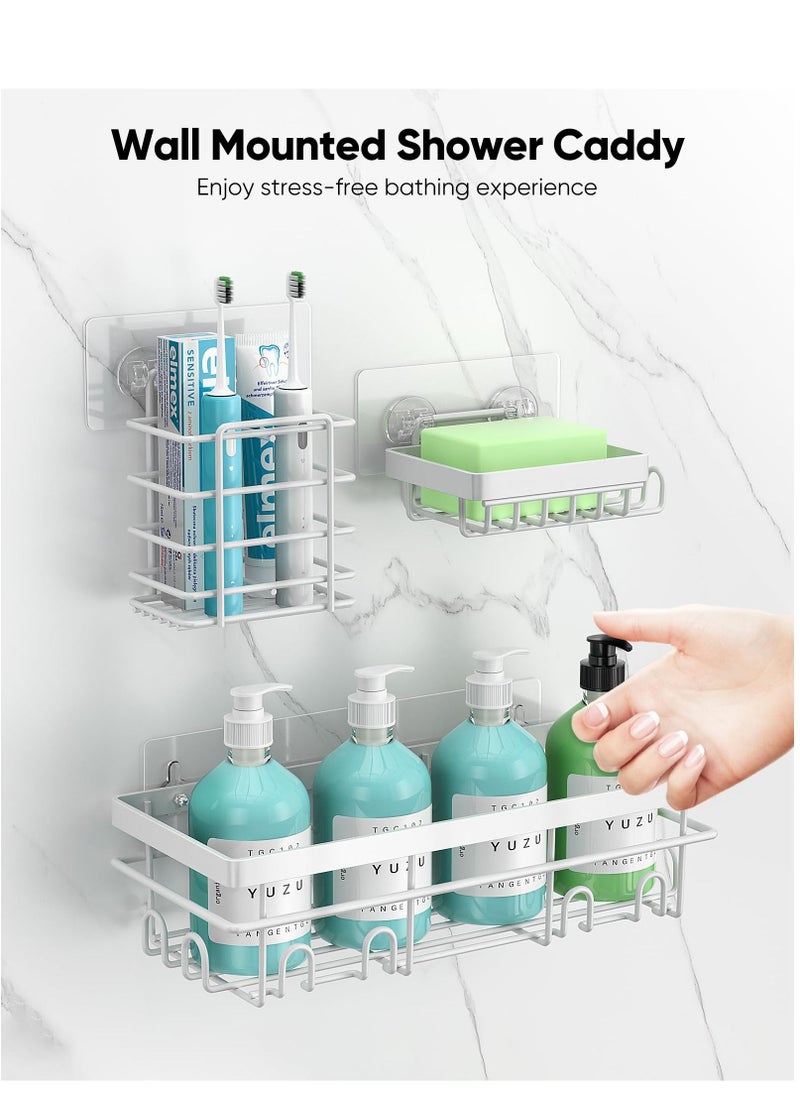 Generic - Shower Caddy 5 Pack, Adhesive Shower Organizer with Soap Dishes & Toothbrush Holder & 20 Hooks, Large Rustproof Stainless Steel Bathroom Shower Shelf for Inside Shower Storage Decor - Image 1