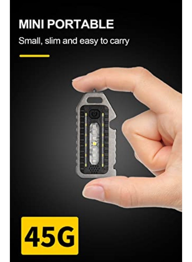 Small LED Torch, Super Bright Keyring Torch with 5 Lighting Modes Strong Light Red and Blue Flashing, USB Rechargeable Pocket Flashlight Mini Torch EDC Multitool, Waterproof - Image 5