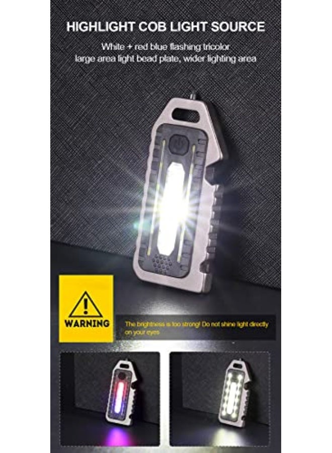 Small LED Torch, Super Bright Keyring Torch with 5 Lighting Modes Strong Light Red and Blue Flashing, USB Rechargeable Pocket Flashlight Mini Torch EDC Multitool, Waterproof - Image 4