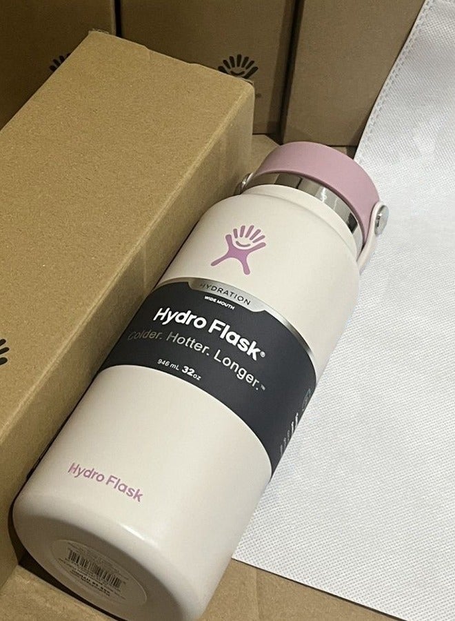 هايدرو فلاسك ( 32oz 946ml ) واسعة الفم مانعة للتسرب والعزل الحراري الفولاذ المقاوم للصدأ الترمس كأس مع سترو الغطاء ، يمكن أن تعمل في المدرسة ، والقيادة ، والسفر والرياضة شرب المشروبات الساخنة والشاي والقهوة - Image 2
