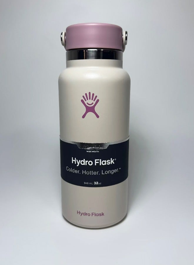 هايدرو فلاسك ( 32oz 946ml ) واسعة الفم مانعة للتسرب والعزل الحراري الفولاذ المقاوم للصدأ الترمس كأس مع سترو الغطاء ، يمكن أن تعمل في المدرسة ، والقيادة ، والسفر والرياضة شرب المشروبات الساخنة والشاي والقهوة - Image 1