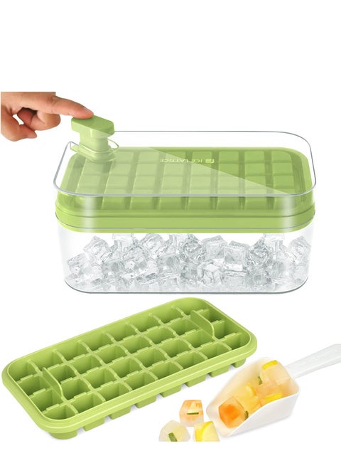 Ice Cube Tray 64 Grids Ice Tray with Lid Easy-release Ice Cube Molds Ice Cube Trays for Freezer BPA Free Pressing Ice Cube Maker Ice Maker Tray with Bin for Beverage Coffee Fruit Yogurt