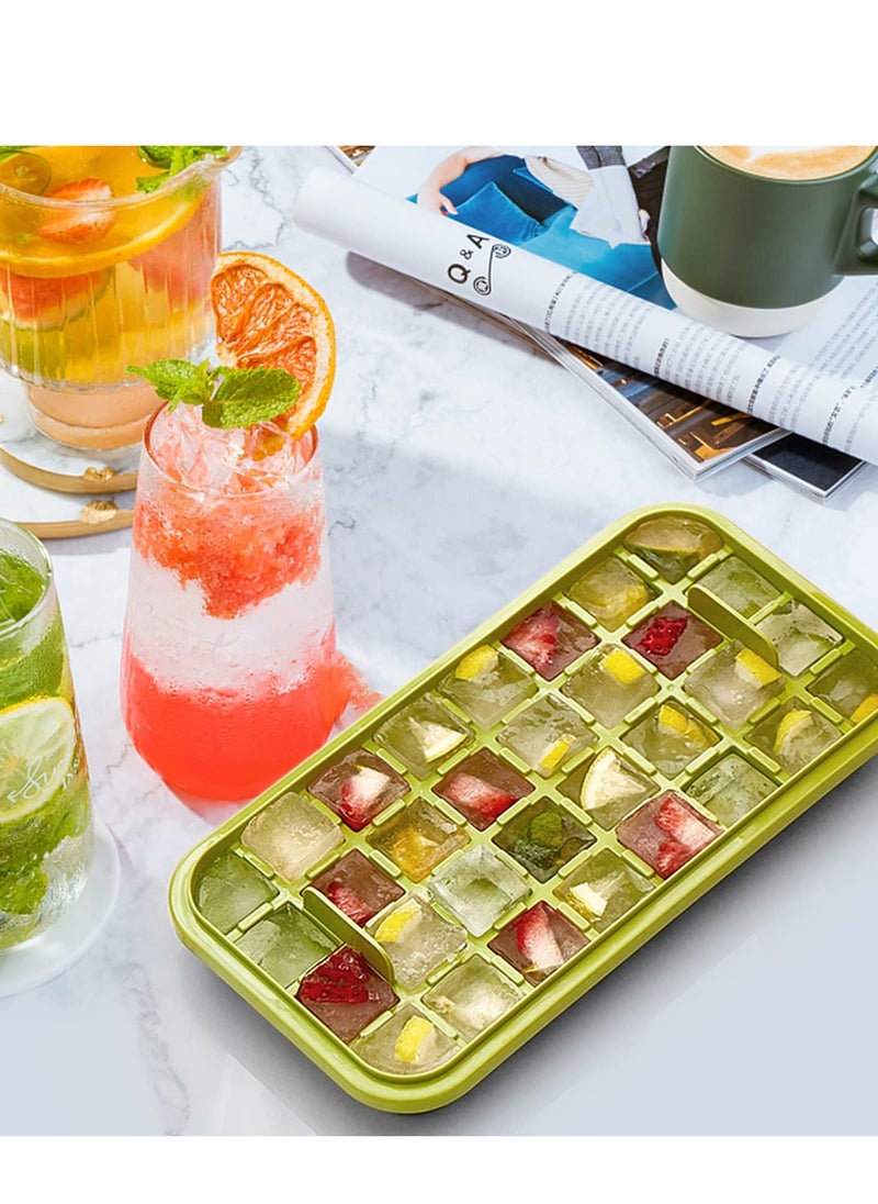 MIXDE - Ice Cube Tray 64 Grids Ice Tray with Lid Easy-release Ice Cube Molds Ice Cube Trays for Freezer BPA Free Pressing Ice Cube Maker Ice Maker Tray with Bin for Beverage Coffee Fruit Yogurt - Image 1