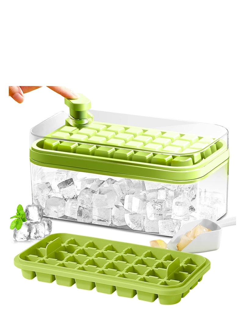 MIXDE - Ice Cube Tray 64 Grids Ice Tray with Lid Easy-release Ice Cube Molds Ice Cube Trays for Freezer BPA Free Pressing Ice Cube Maker Ice Maker Tray with Bin for Beverage Coffee Fruit Yogurt - Image 1