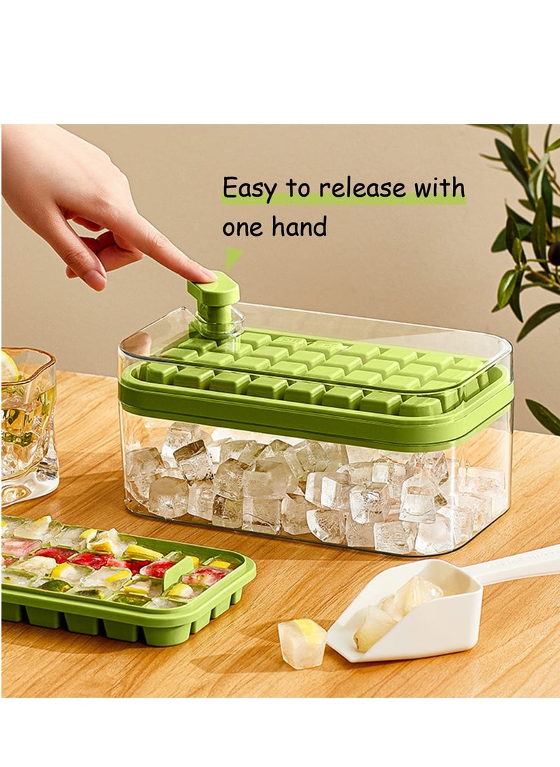 MIXDE - Ice Cube Tray 64 Grids Ice Tray with Lid Easy-release Ice Cube Molds Ice Cube Trays for Freezer BPA Free Pressing Ice Cube Maker Ice Maker Tray with Bin for Beverage Coffee Fruit Yogurt - Image 1