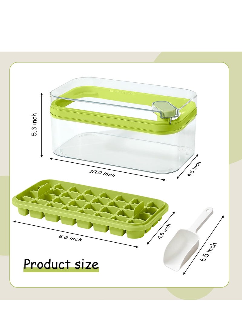 MIXDE - Ice Cube Tray 64 Grids Ice Tray with Lid Easy-release Ice Cube Molds Ice Cube Trays for Freezer BPA Free Pressing Ice Cube Maker Ice Maker Tray with Bin for Beverage Coffee Fruit Yogurt - Image 1