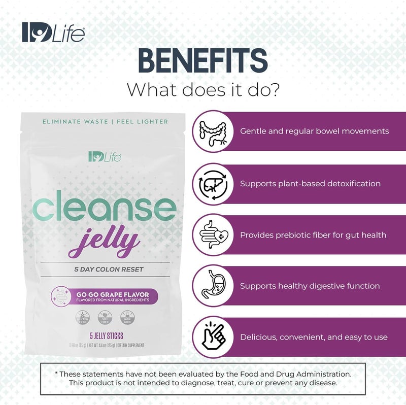 IDLife جيل تنظيف IDLife  هلام البرقوق وعصير التفاح ألياف بروبيوتيك لصحة الأمعاء الانتظام دعم العافية  6 جرام ألياف لكل عصا  5 عصي هلام - Image 4