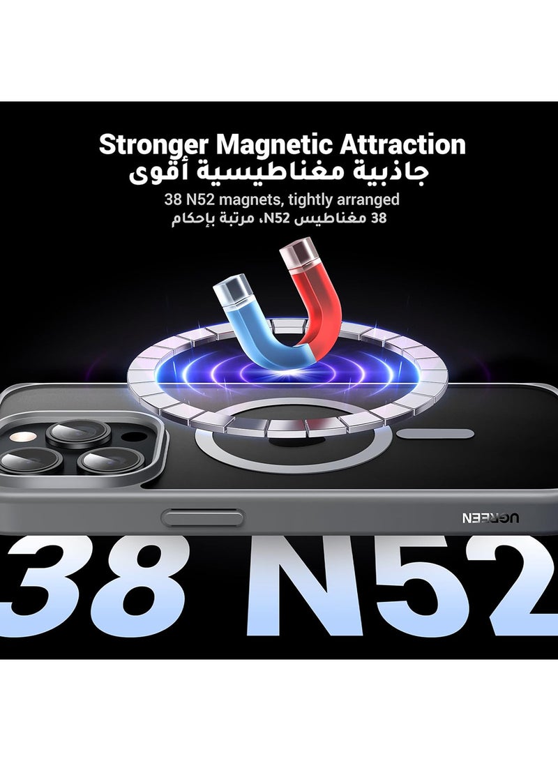 Ugreen iPhone 15 Pro Max Magsafe Case 【N52 Stronger Magnets】【Shockproof Military-Grade Protection】Anti-Fingerprints Anti-Scratch, Never Yellowing Slim Magnetic iPhone 15 Pro Max Cover 6.7 inch Grey - Image 2