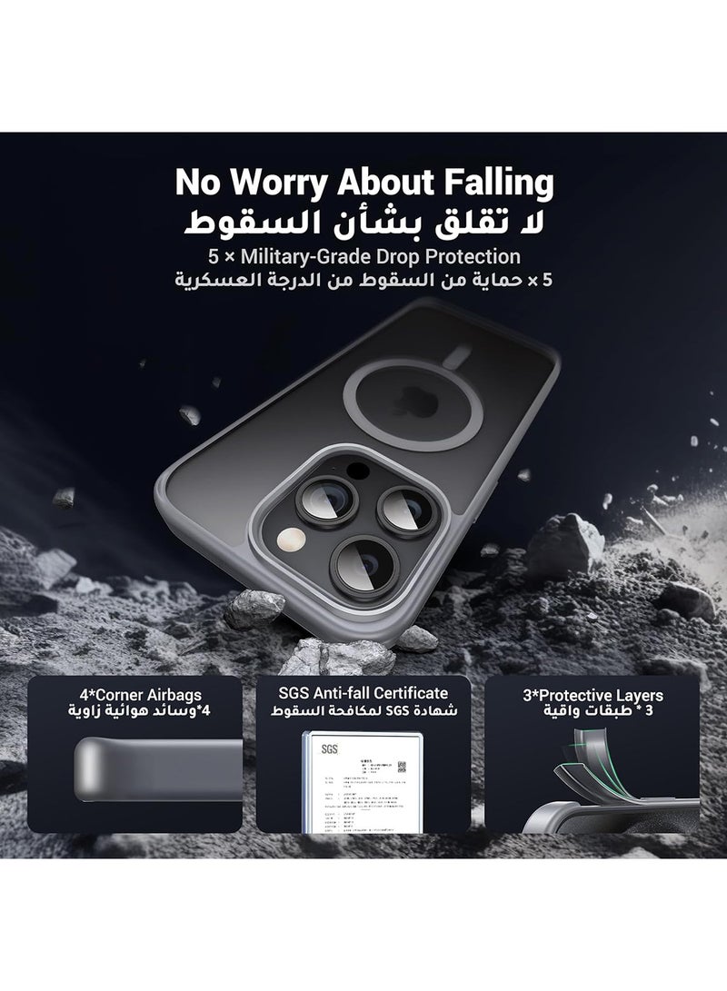 Ugreen iPhone 15 Pro Max Magsafe Case 【N52 Stronger Magnets】【Shockproof Military-Grade Protection】Anti-Fingerprints Anti-Scratch, Never Yellowing Slim Magnetic iPhone 15 Pro Max Cover 6.7 inch Grey - Image 4