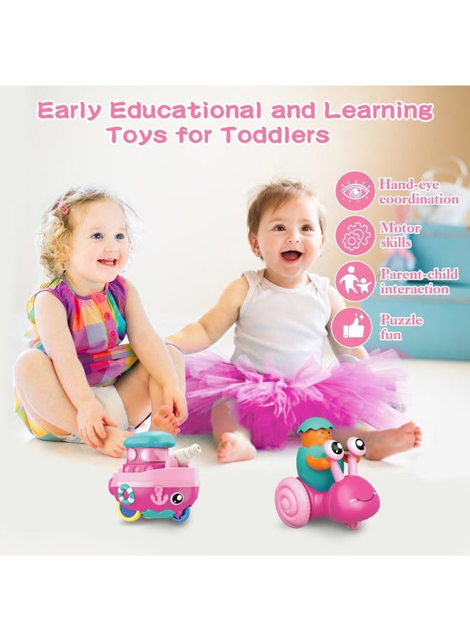 vusum 2 Pack Animal Car for Boy Birthday Gifts for Infant Cars Pink - Image 2