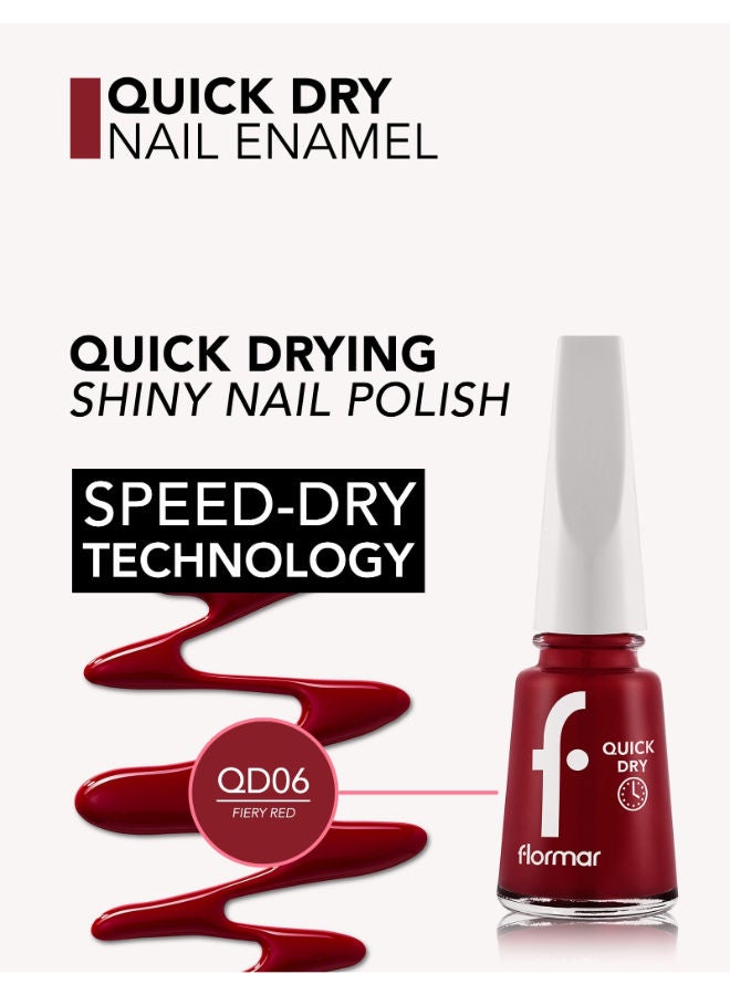 flormar Quick Dry Nail Enamel 06 Fiery Red - Image 3