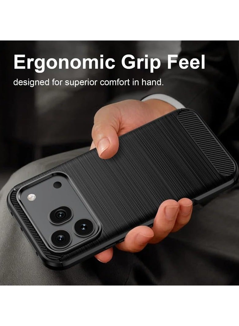general Case Compatible with Honor 600 Pro 5G, soft TPU silicone bumper with carbon fiber brushed texture, scratch-resistant and shock-absorbing back cover - Image 2