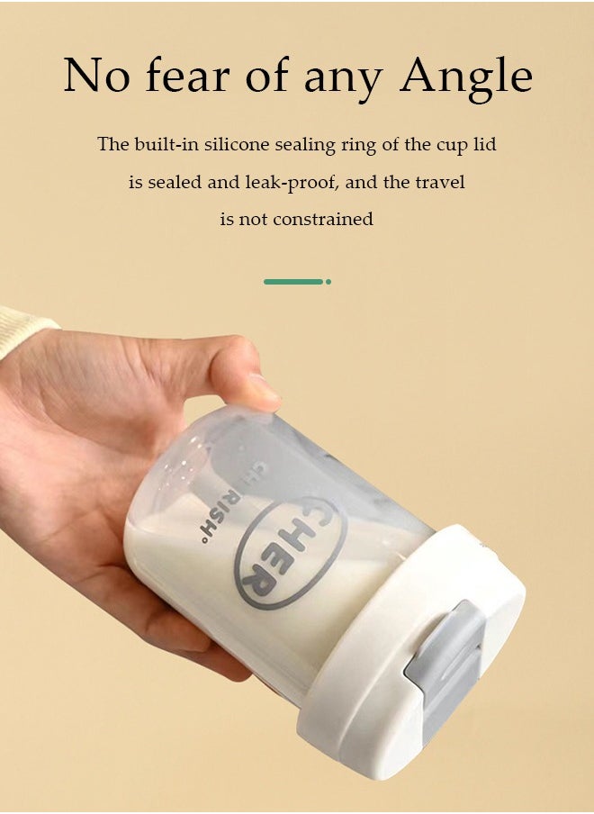 DUNISO Portable Sippy Cup, Plastic Drinking Cup, Leak Proof Cup With Lid And Straw, Suitable For Home, Office, Travel, 330ml  - Image 4