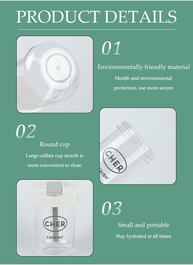 DUNISO Portable Sippy Cup, Plastic Drinking Cup, Leak Proof Cup With Lid And Straw, Suitable For Home, Office, Travel, 330ml  - Image 5