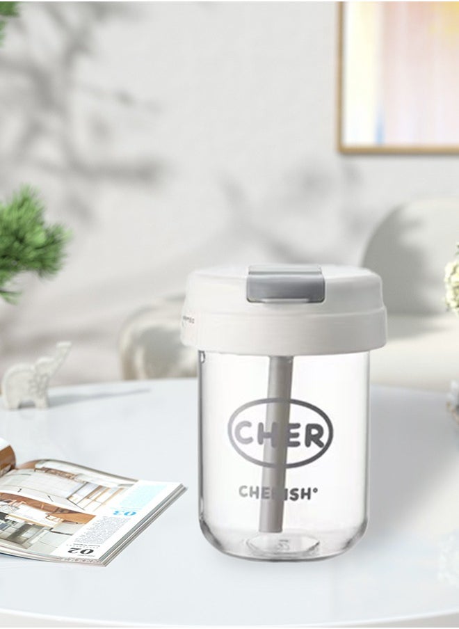 DUNISO - Portable Sippy Cup, Plastic Drinking Cup, Leak Proof Cup With Lid And Straw, Suitable For Home, Office, Travel, 330ml - Image 1