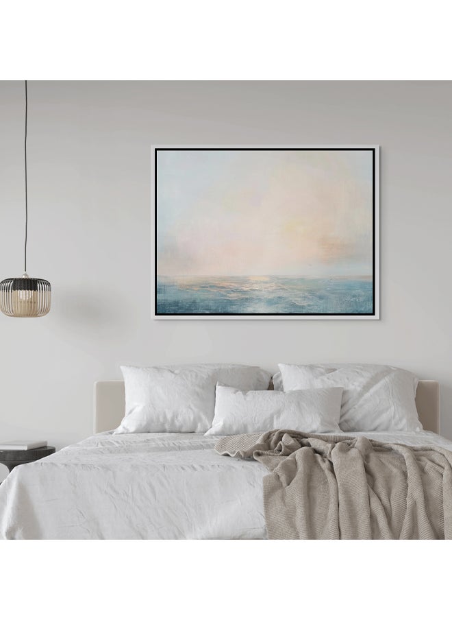 Art Decor - Art Decor Framed Canvas Wall Art of Abstract Pastel Beach Art Seascape Landscape Print Wall Decor for Home Office Living Room Bedroom Gifting - Image 1