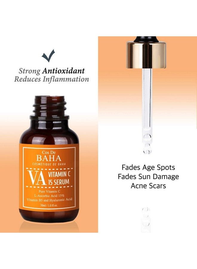 Cos De BAHA Vitamin C Facial Serum With Lascorbic Acid 15% With Vitamin B5 For Fades Age Spots Smoothing Fine Lines + Dark Spots Pore Refining Resurfacing 1 Fl Oz (30Ml)  - Image 4