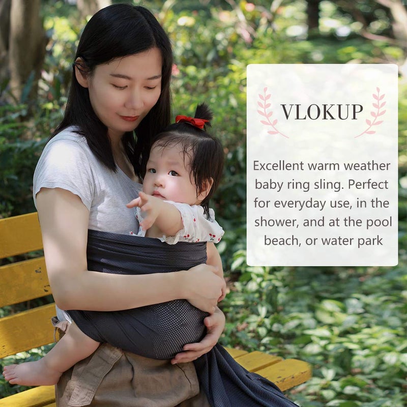 Vlokup Baby Water Ring Sling Carrier | Lightweight Breathable Mesh Baby Wrap for Infant, Newborn, Kids and Toddlers | Perfect for Summer, Swimming, Pool, Beach | Great for Dad too Grey - Image 3