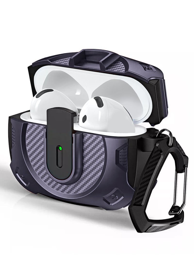 CATANES - Airpods 4 Case Hard Shell Protective Armor LED Visible Wireless Charging Case Cover with Lock - Purple - Image 1