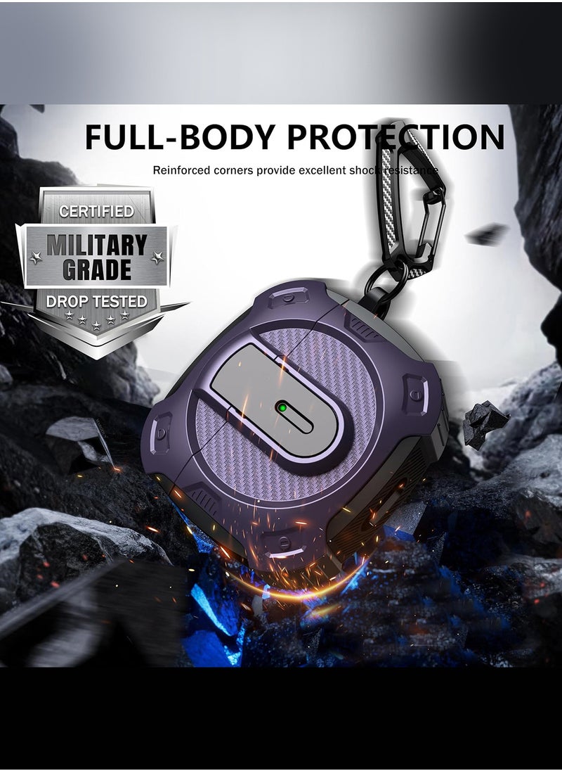 CATANES - Airpods 4 Case Hard Shell Protective Armor LED Visible Wireless Charging Case Cover with Lock - Purple - Image 1