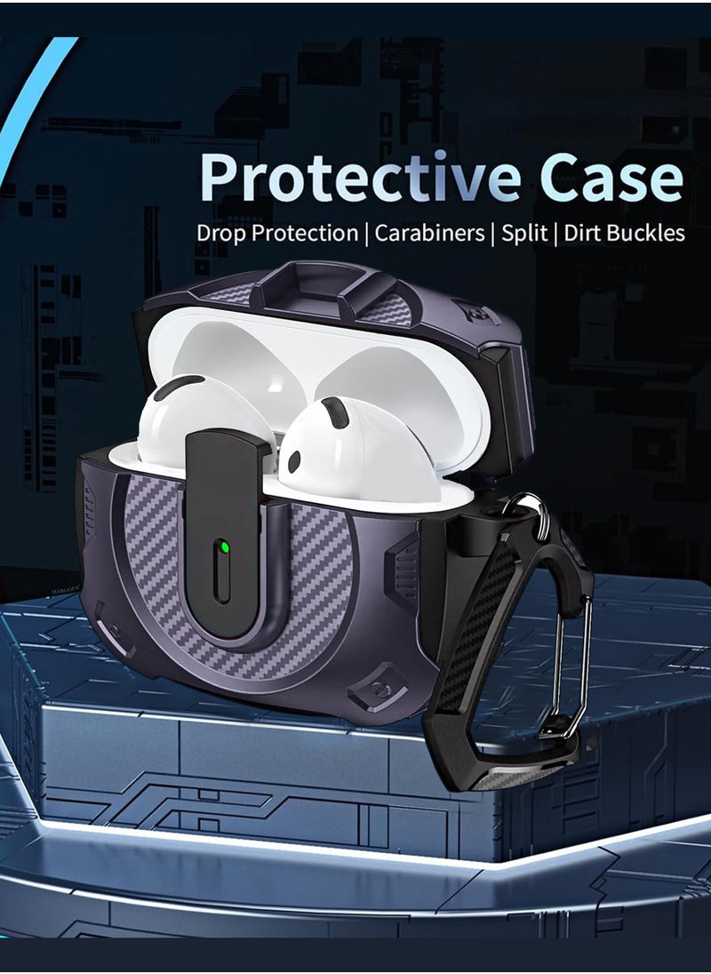 CATANES - Airpods 4 Case Hard Shell Protective Armor LED Visible Wireless Charging Case Cover with Lock - Purple - Image 1