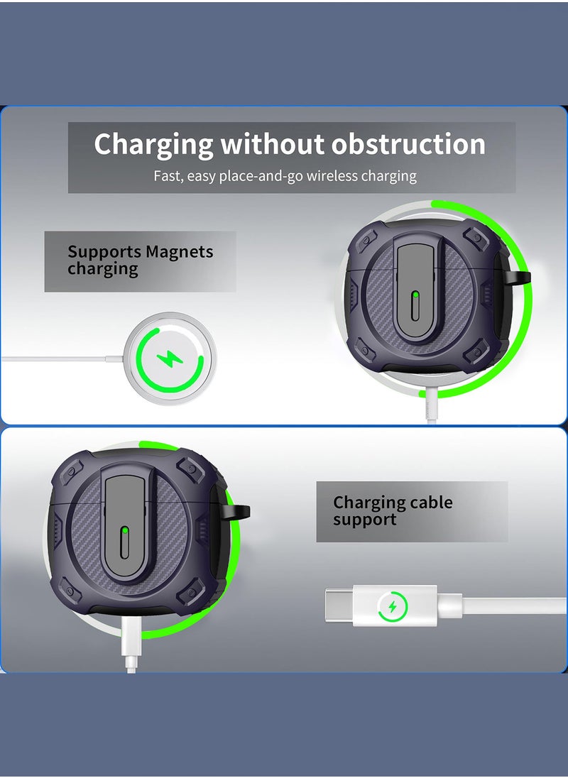 CATANES - Airpods 4 Case Hard Shell Protective Armor LED Visible Wireless Charging Case Cover with Lock - Purple - Image 1