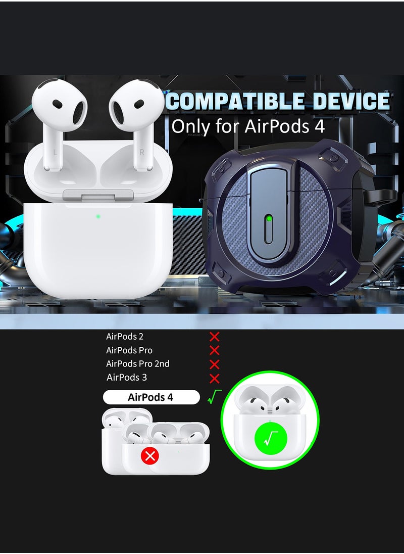 CATANES - Airpods 4 Case Hard Shell Protective Armor LED Visible Wireless Charging Case Cover with Lock - Purple - Image 1