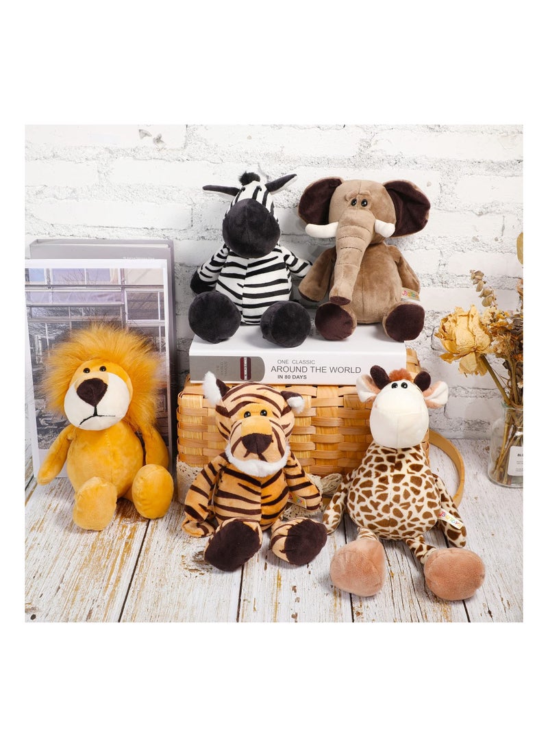 SYOSI 5 Pieces Safari Stuffed Animals Toy, 9.8 Inch Wild Animals Soft Realistic Jungle Animals Toys for Boys, Girls, Adults - Image 4